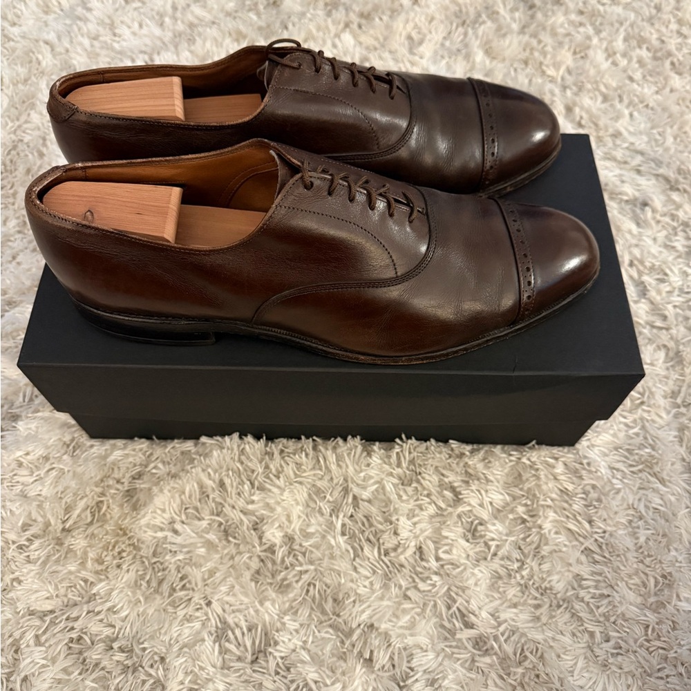 Brown Leather Oxford Dress Shoes Cap-Toe
